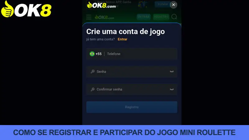 Passos para participar do jogo Mini Roulette