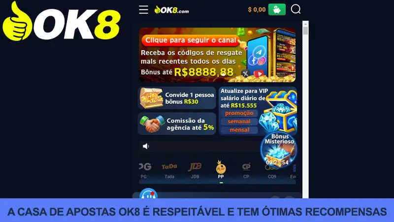 Grande vantagem para você ao jogar no Ok8
