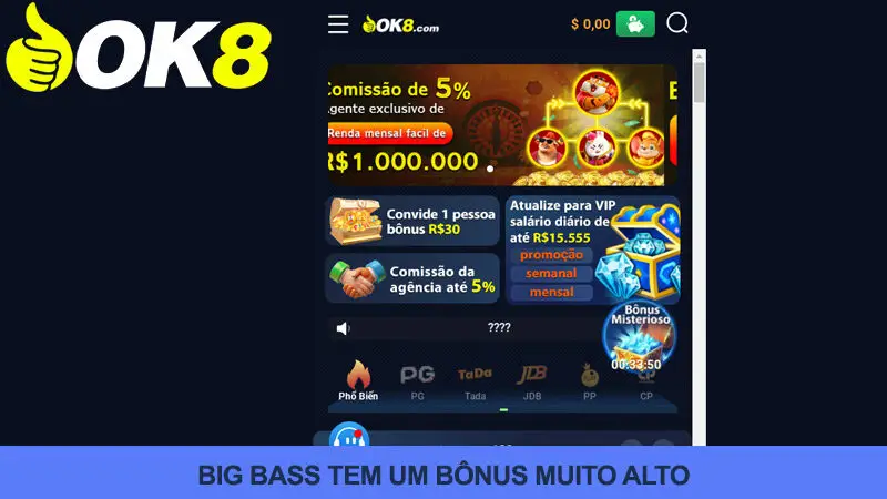 O jogo Big Bass no Ok8 tem grandes recompensas