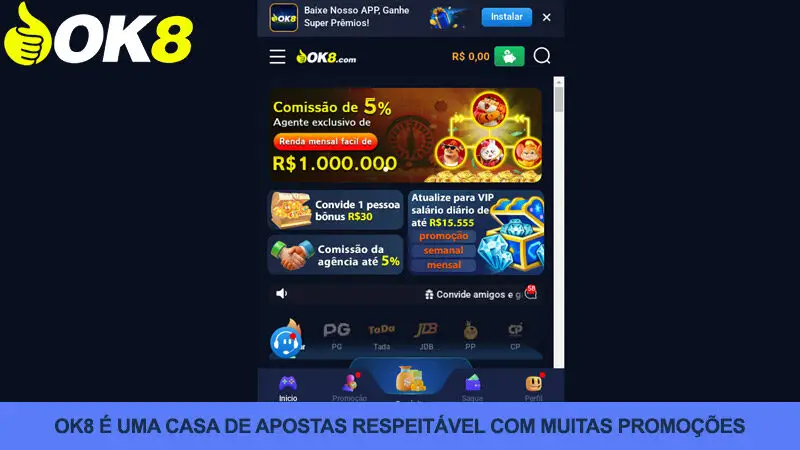 O Ok8 é uma casa de apostas extremamente respeitável.