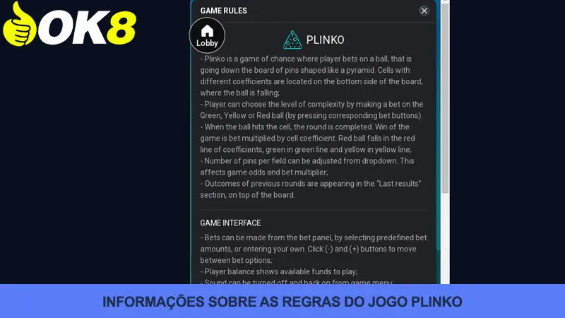 Regras do jogo Plinko